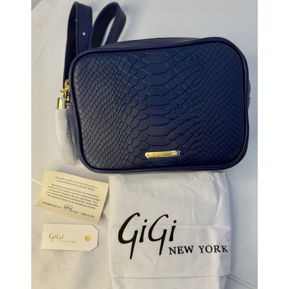 GiGi New York Handbags - Gigi New York Kylie Leather Belt Bag Dark Blue Gold Hardware Tassel
